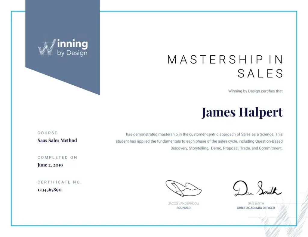 Mastership in Sales Certificate