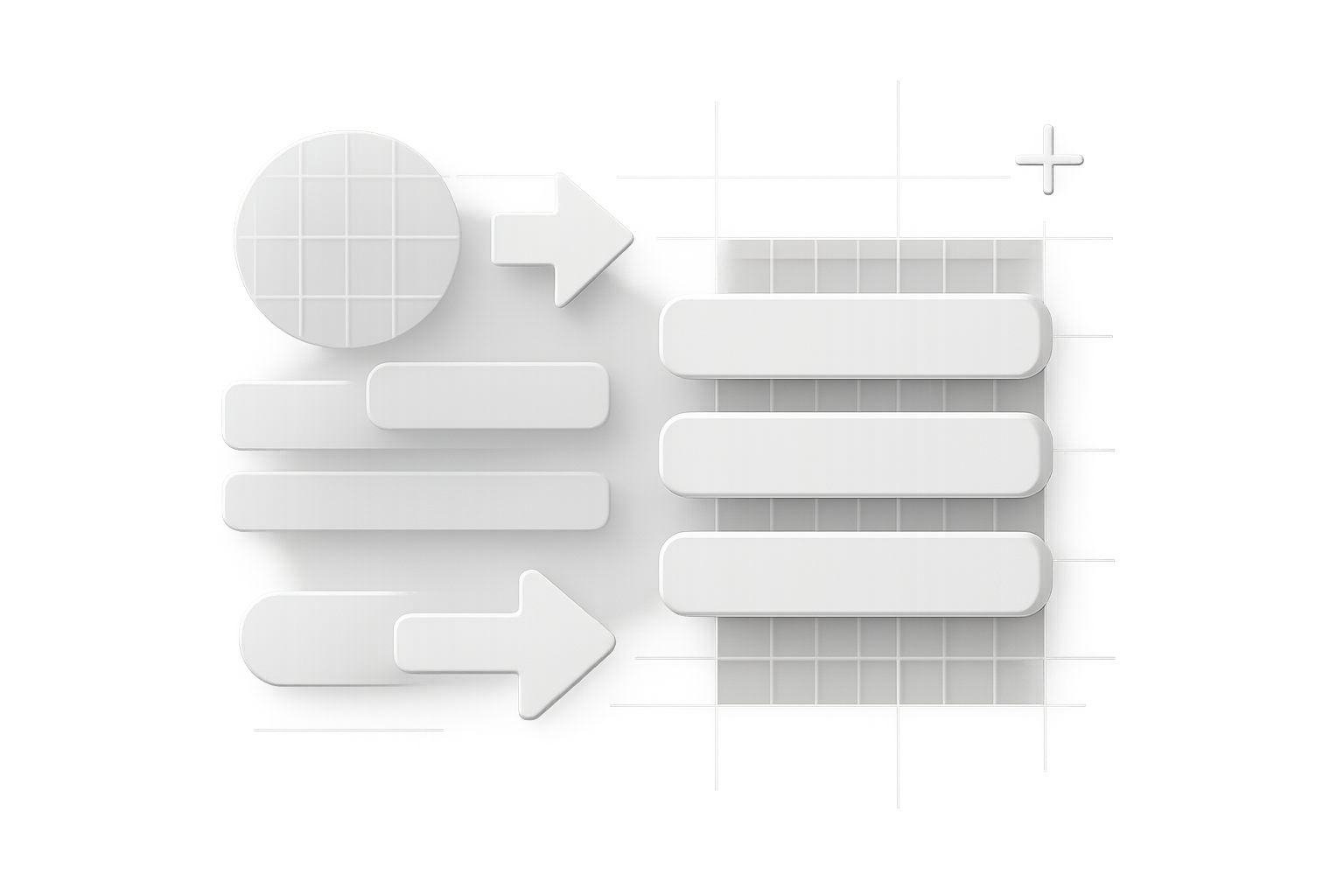 Abstract illustration of a structured go-to-market system resolving from uncertainty into clarity, showing aligned layers for strategy, process, data, and execution.