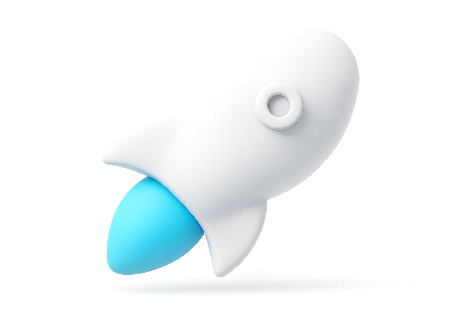 Abstract rocket icon launching upward, representing growth acceleration and momentum