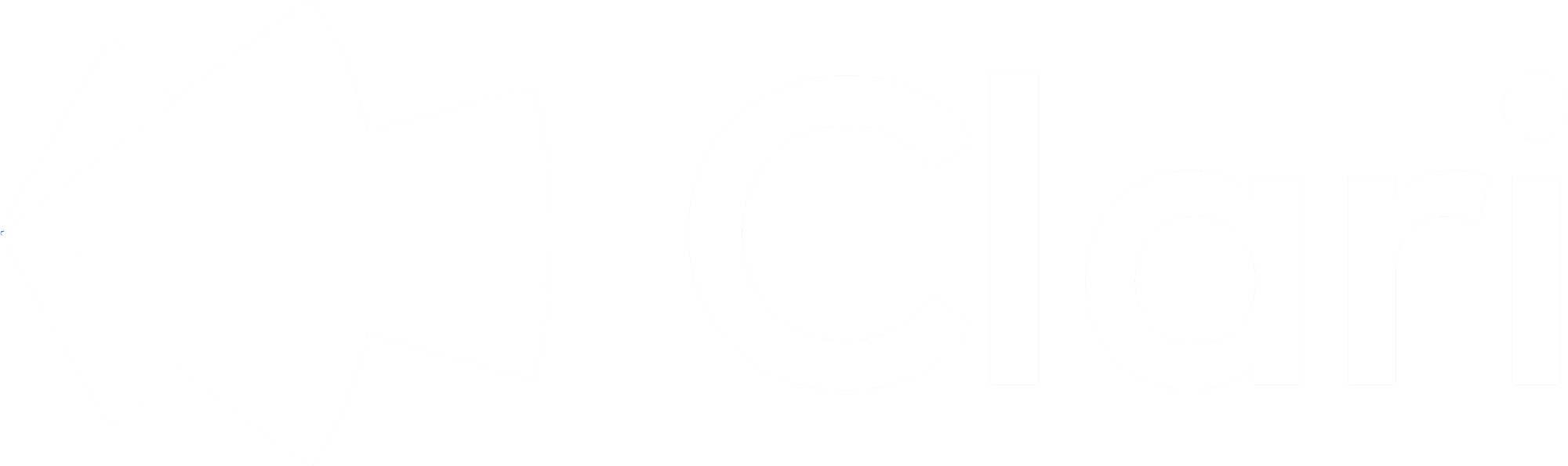clari logo, white