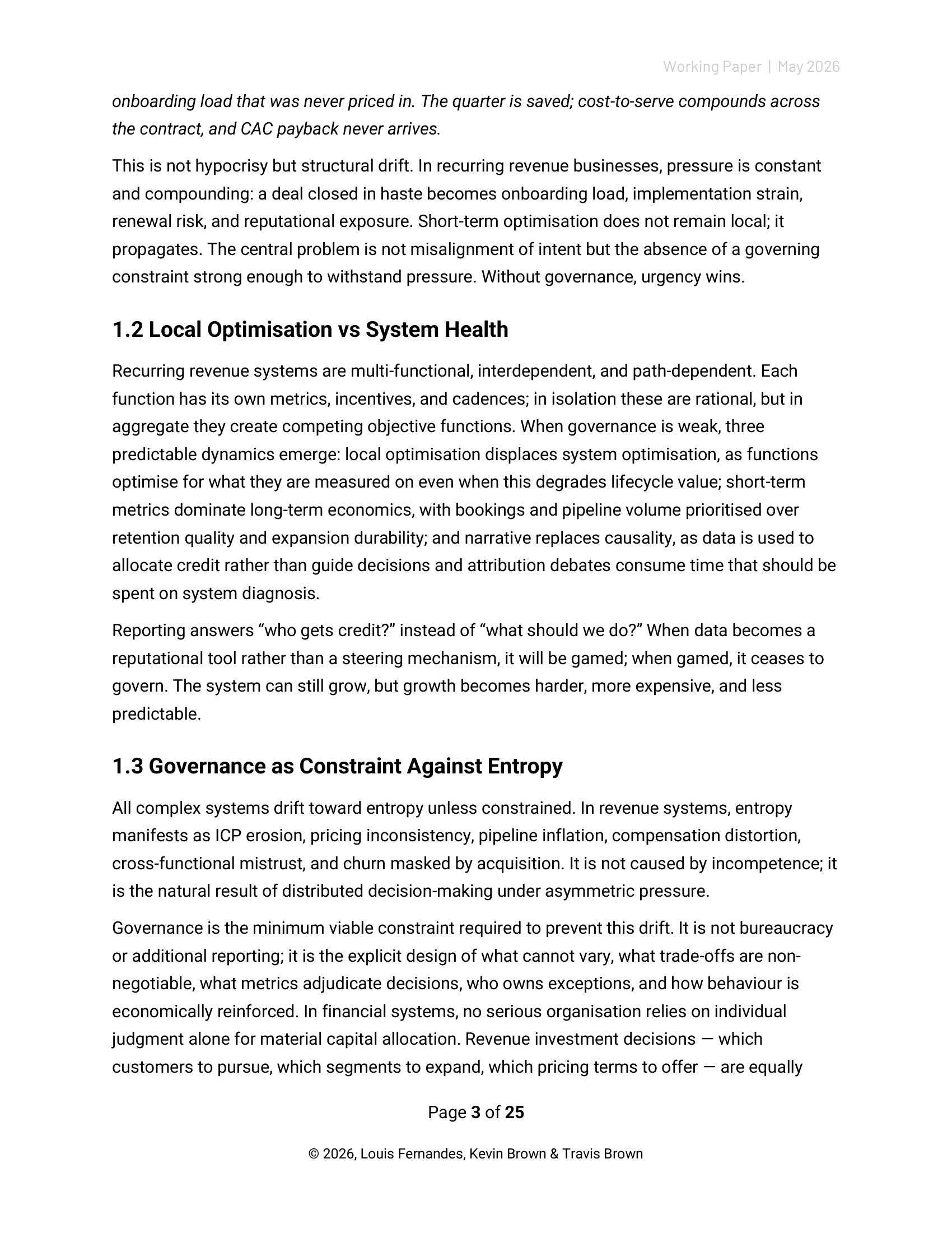 Revenue Operating Governance - page 3
