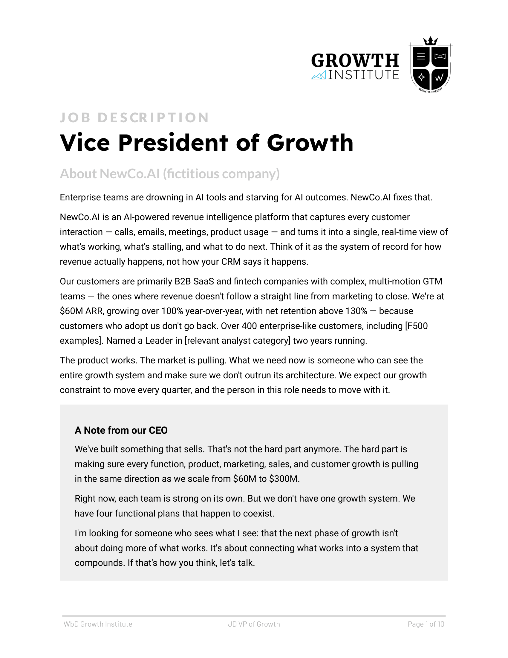 Sample VP of Growth - page 1