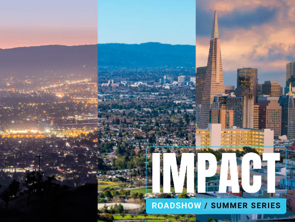 three images of silicon valley with impact roadshow logo overlayed in corner